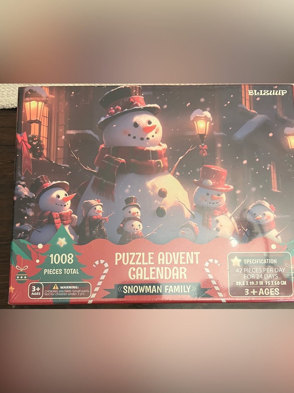 Snowman Family Puzzle Advent Calendar - Red Snowman Design